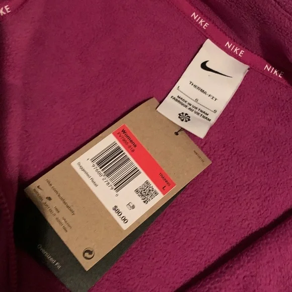 Nike One Therma-FIT Oversized 1/2 Zip Fleece Med Pink Women's/Magenta Sweatshirt - Picture 3 of 8